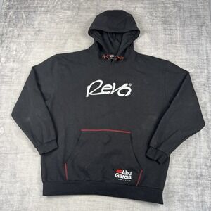 Abu Garcia Sweatshirt Mens XL Black Hoodie Pullover Embroidered Fishing Stretch